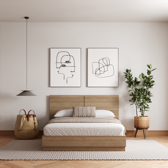 Madrid Platform Bed Set - Brown Oak