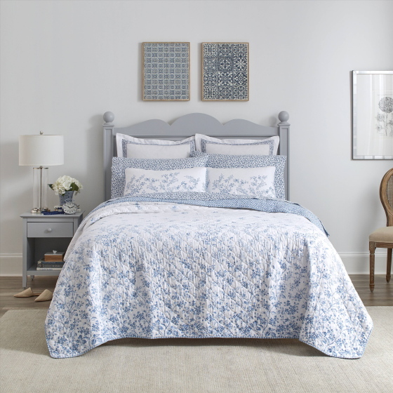 Laura Ashley Flora Cotton Quilt Set