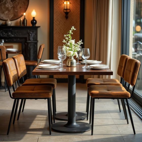 Ensemble de 4 chaises de salle à manger en suède vintage non rembourrées avec pieds en métal noir