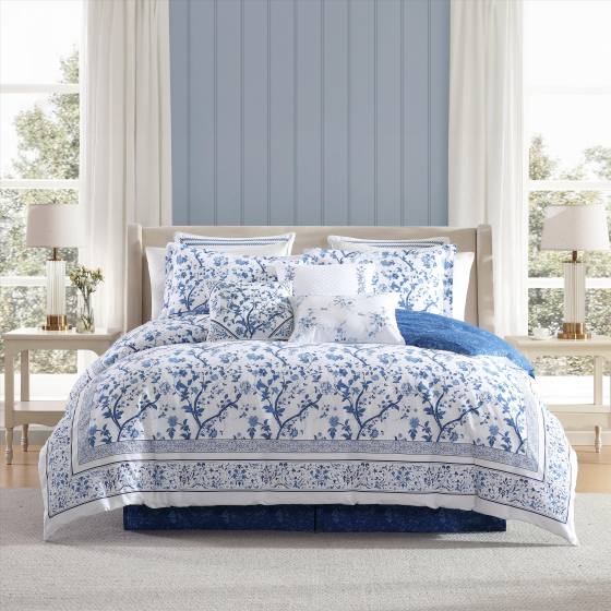Laura Ashley Charlotte Cotton China Blue Comforter Set