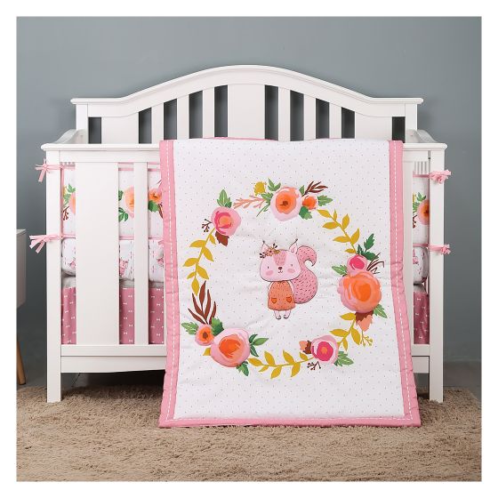 Ensemble de literie pour lit de bébé nouveau-né 5 pièces - Écureuil