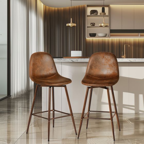 Ensemble de 2 tabourets de bar pivotants en suède 26,4 po