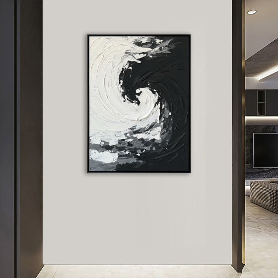 Continuum art mural abstrait noir et blanc