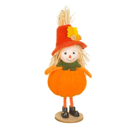 Orange Fabric Scarecrow Girl Doll with Pumpkin Dress, Pack of 10