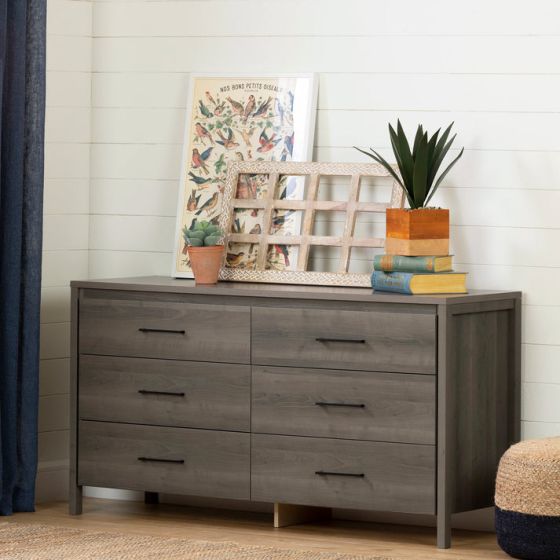 Gravity 6-Drawer Dresser - Grey