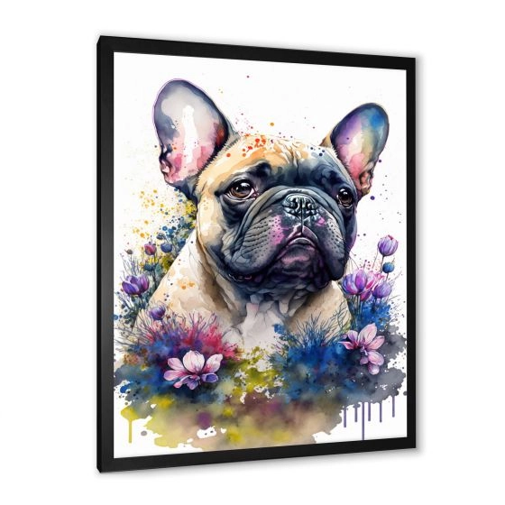 Cute Frenchie Floral Art I Wall Art