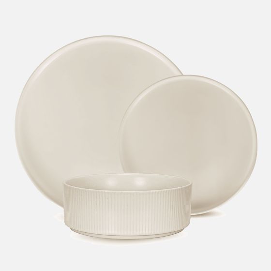 Brilliant Ribbed Dinnerware Set Service for 4, 12 Pieces 