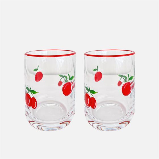 JS Gourmet Icon Cherry Embedded DOF Glasses, Set of 2