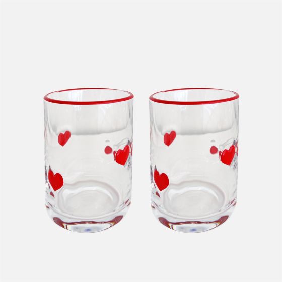 JS Gourmet DOF Glasses with heart icon, Set of 2