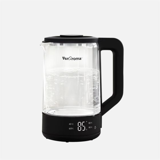 JS GOURMET VerAroma Smart Electric Glass Kettle with LED and Temperature Control - 1.8L
