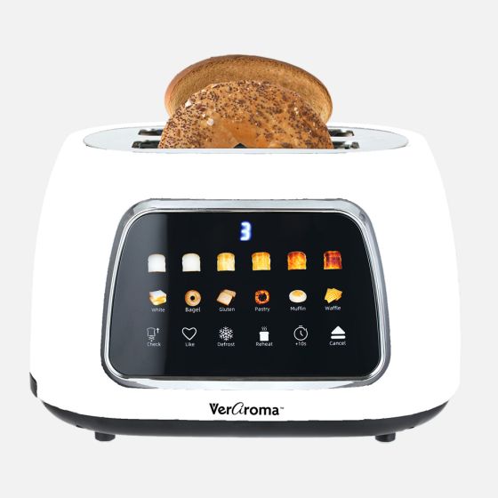 JS GOURMET Smart Digital 2-Slice Wide Slot Toaster - White