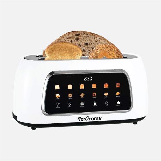 JS GOURMET Veraroma Smart Digital 4-Slice Wide Slot Toaster - White