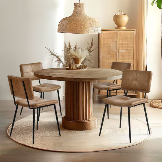 Maison Classique Set of 4 Modern Cognac Dining Chairs