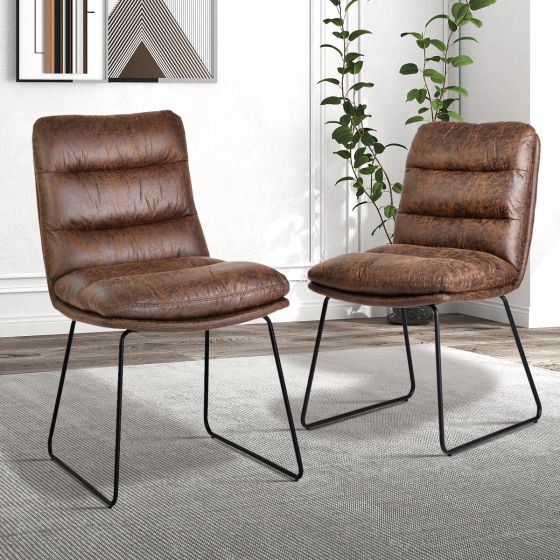 Chaises de salle à manger style vintage industriel, Ensemble de 2 - Brun