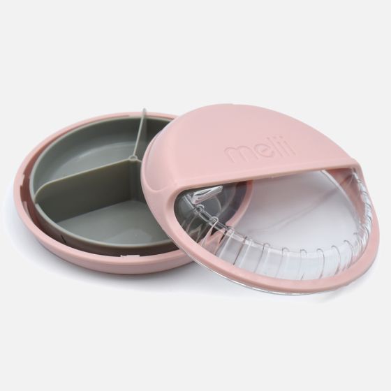 Melii Spin Snack Container - Pink/Grey