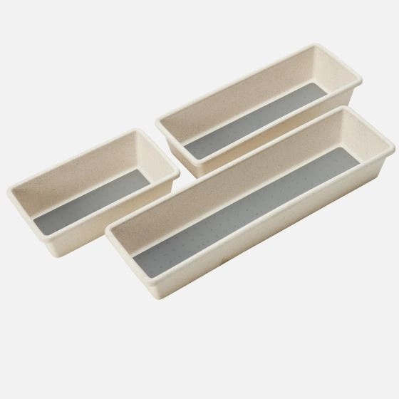 N&T 3-Piece Non-Slip Drawer Organizer Set - Natural, Small