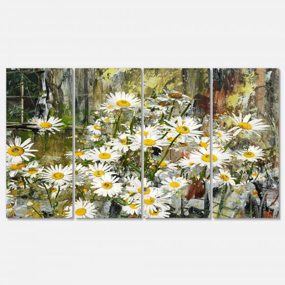 Daisies Flowers Under the Window  Canvas Wall Art