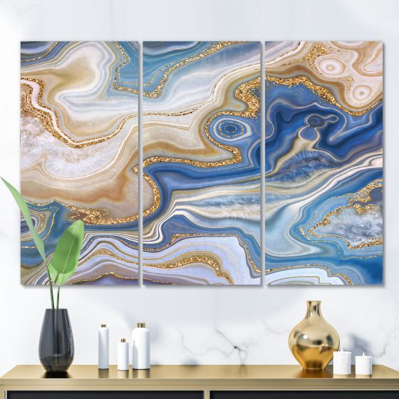 Ocean Blue Golden Jasper Agate II Canvas Wall Art