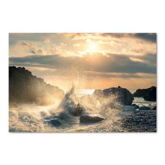Big Wave Hit the Rock at Beach Canvas Wall Art Print