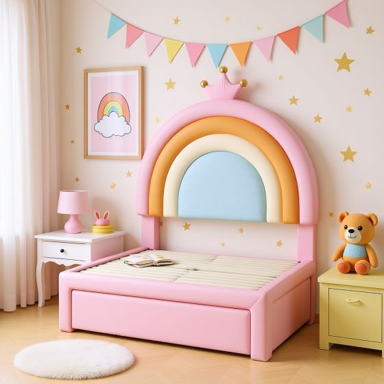 Velvet Rainbow Bed with Storage Drawer - Twin
