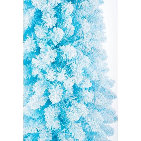 Flocked Sky Blue Plastic Fir Tree