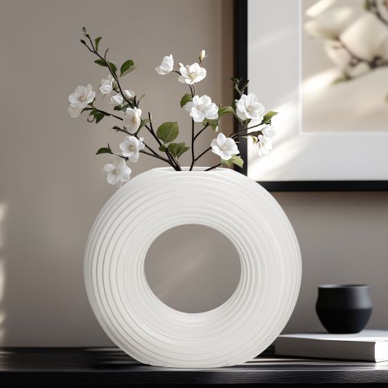 Circa Round Ring Vase, 9" - Matte White