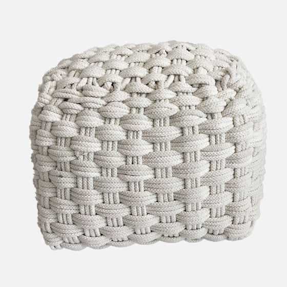 Tanais Woven Ottoma, White