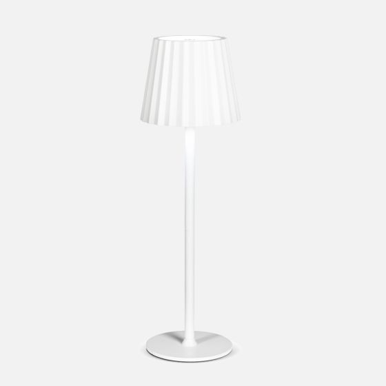 Fluted Shade LED Table Lamp - White