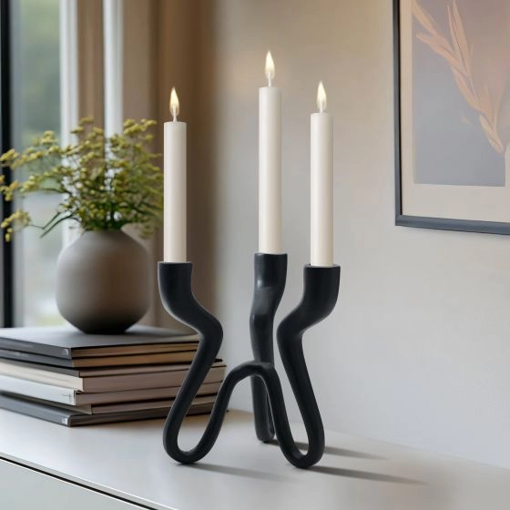 Torre & Tagus Black Trio Wavy Aluminum Candle Holder