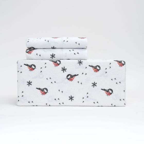 Winter Birds Flannel Sheet Set