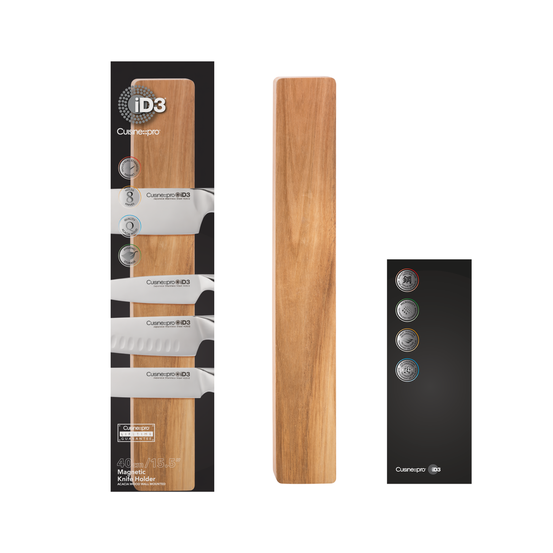 iD3 Support magnétique à couteaux 40 cm Acacia