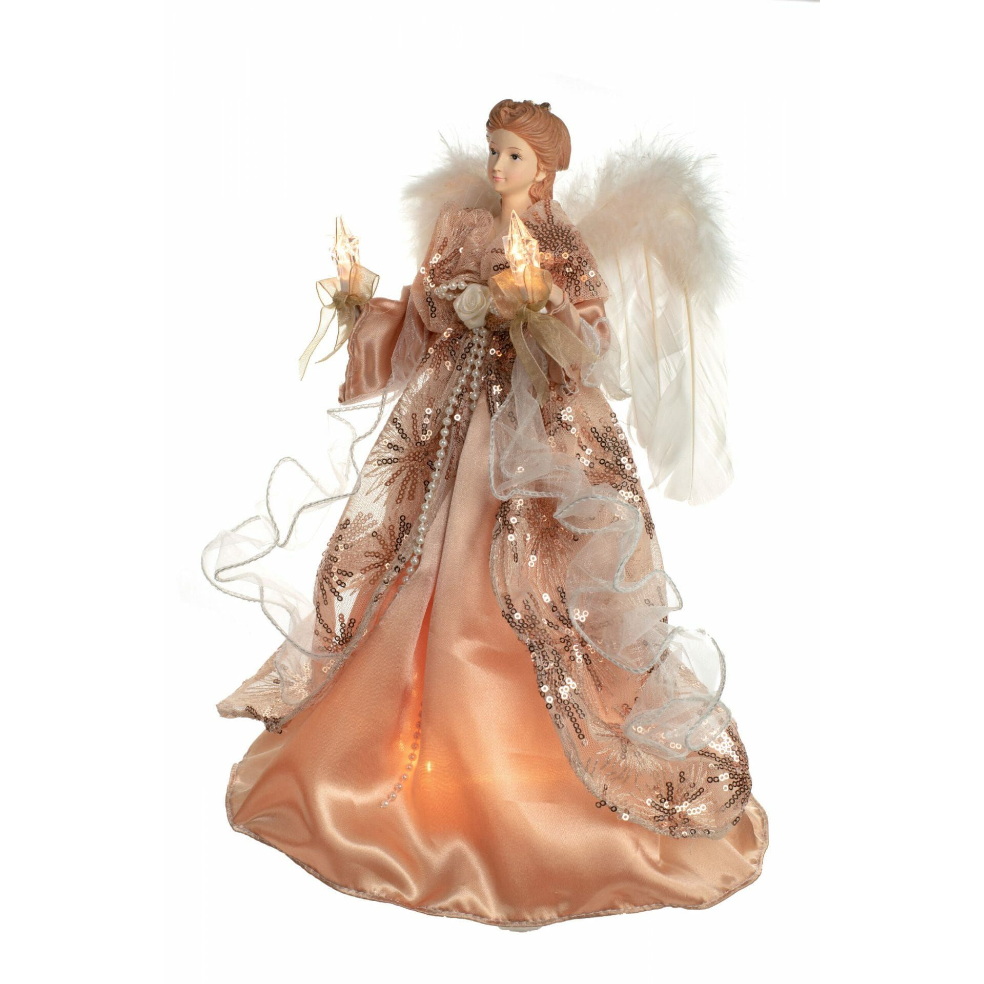 Cime de sapin ange corail à 10 lumières