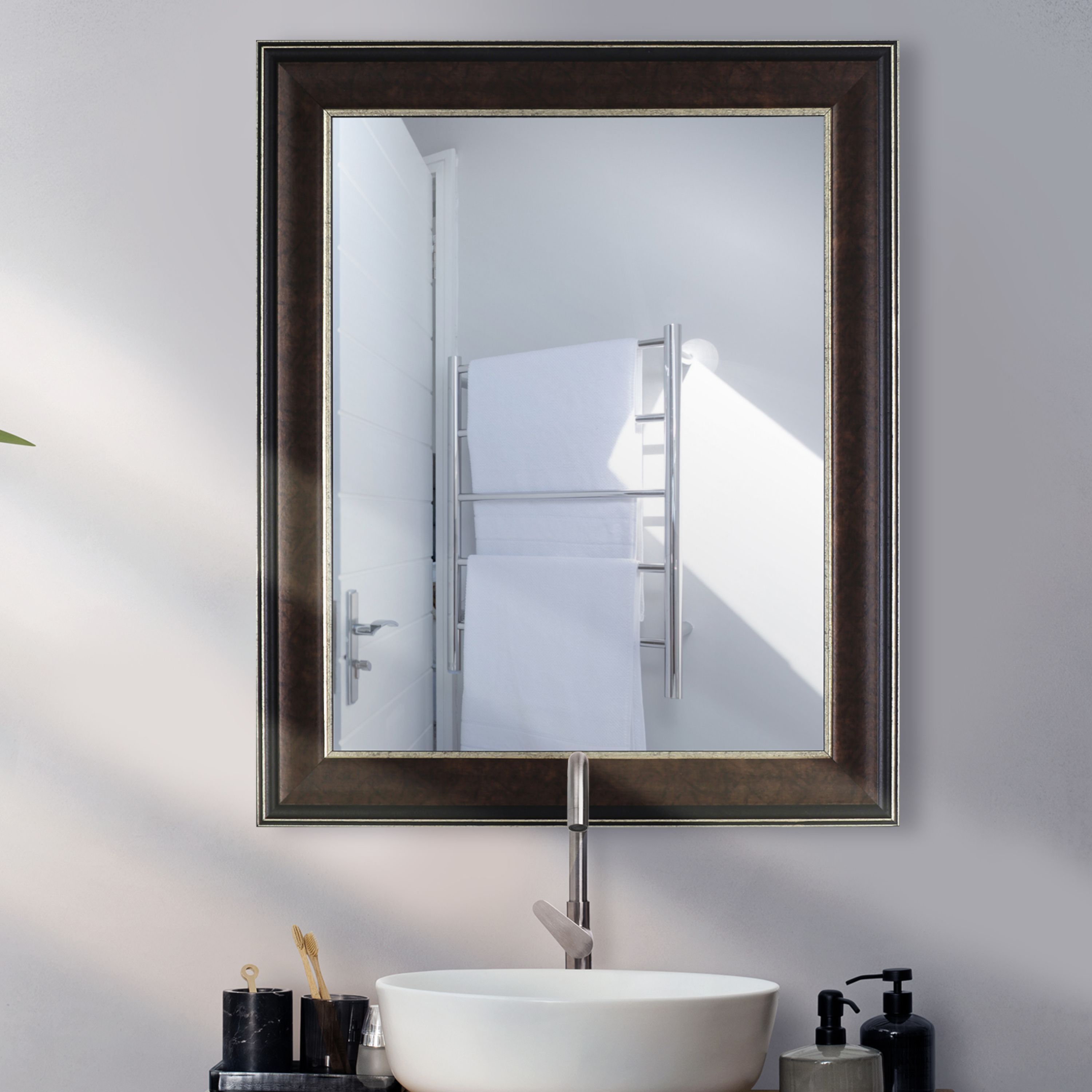 Mirror with Frame - Brown, 24" x 30"