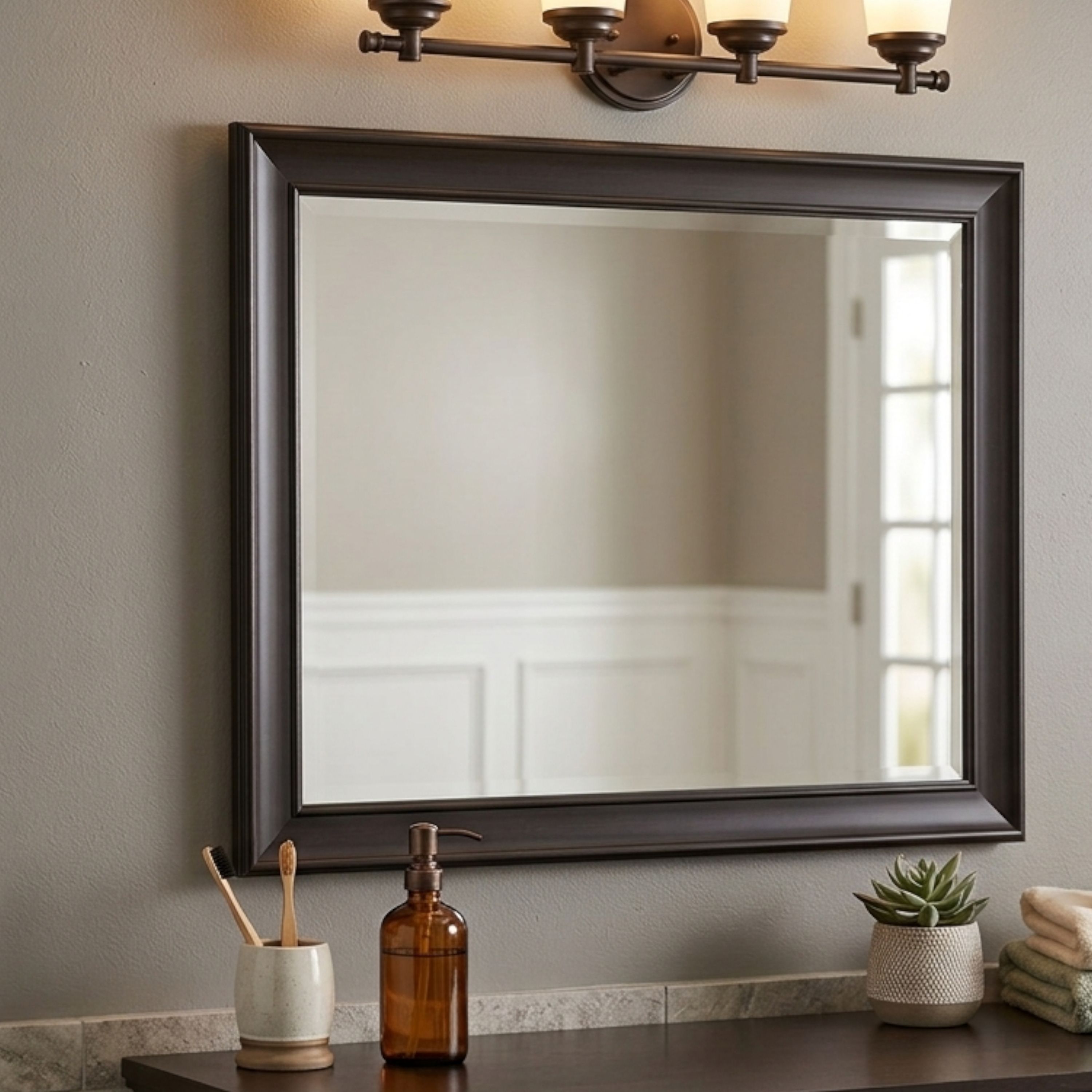 Mirror with Frame - Brown, 24.5" x 34.5"