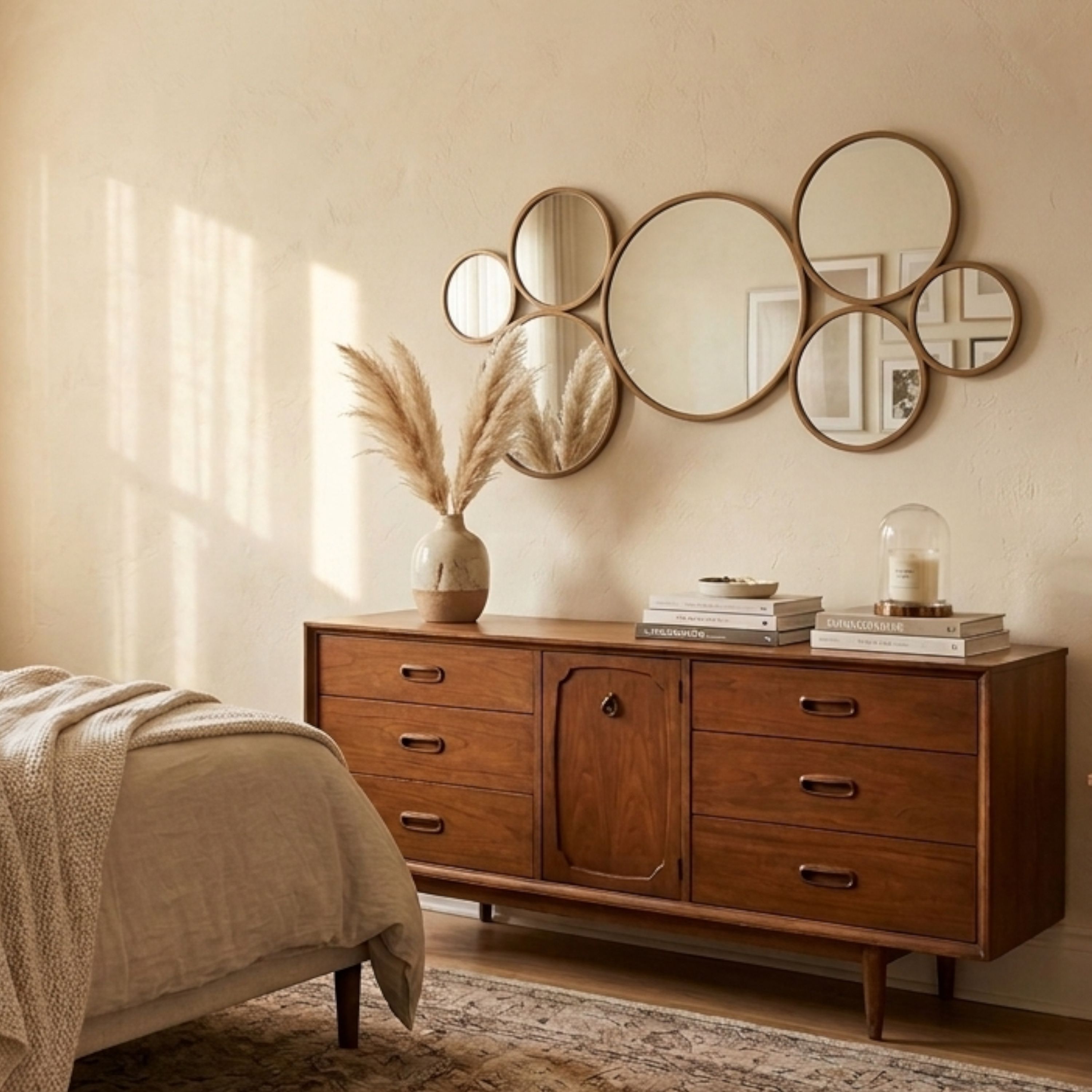Multi Round Metal Mirror - Gold