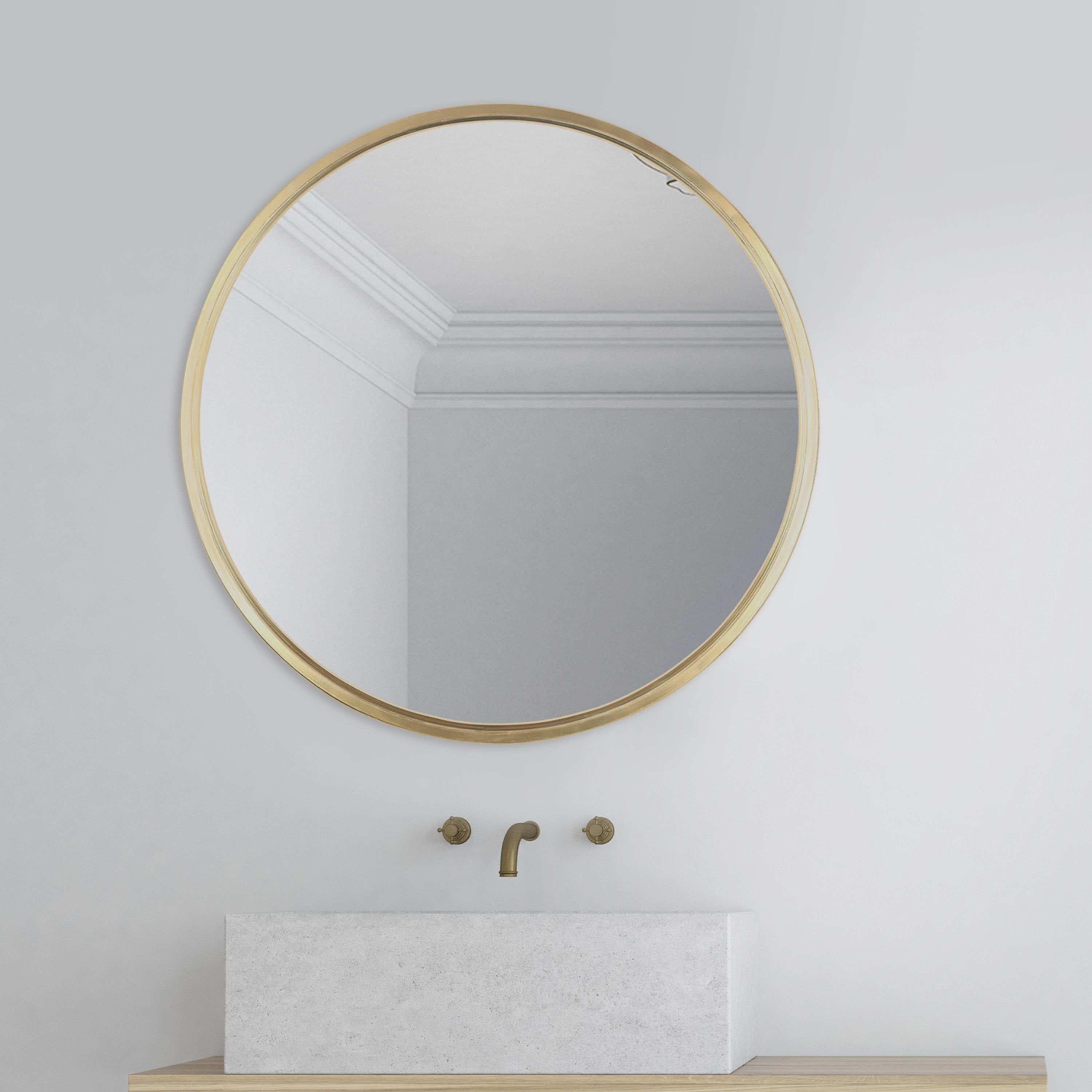 Round Mirror with Metal Frame - Gold