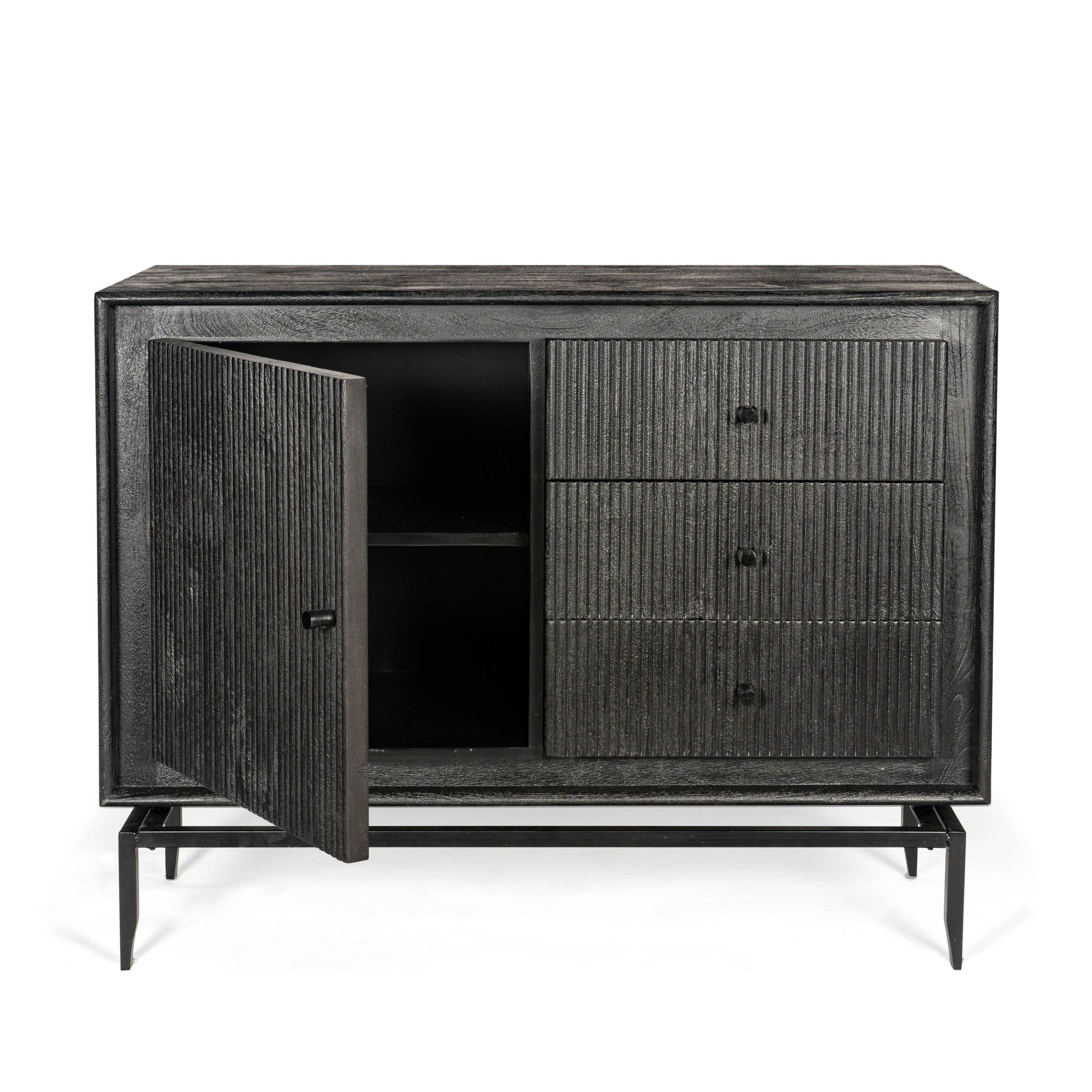 Armoire d'appoint en bois à 3 tiroirs « Camilo » - Noir