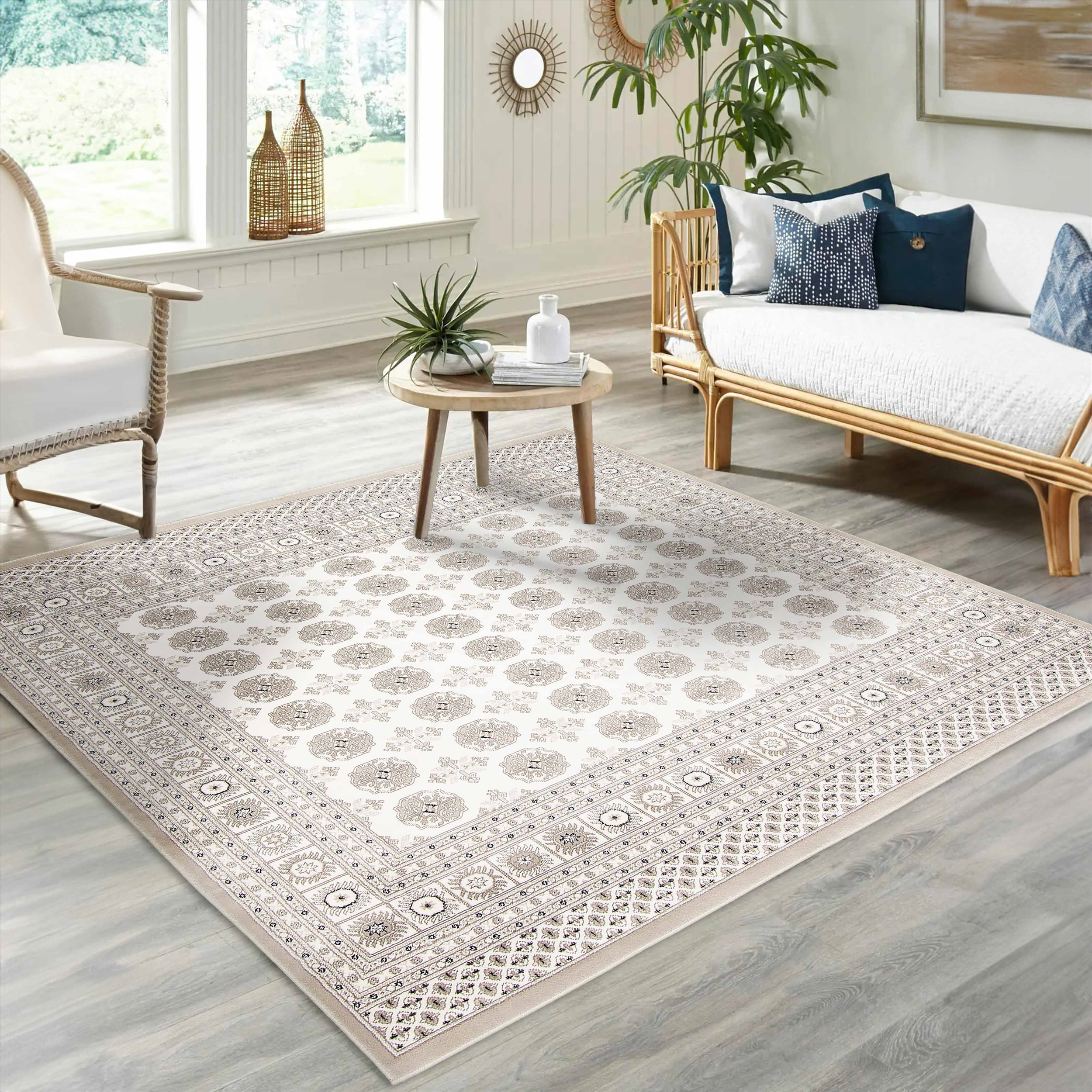 Tekke Square Ivory Rug - 6'7" x 6'7"