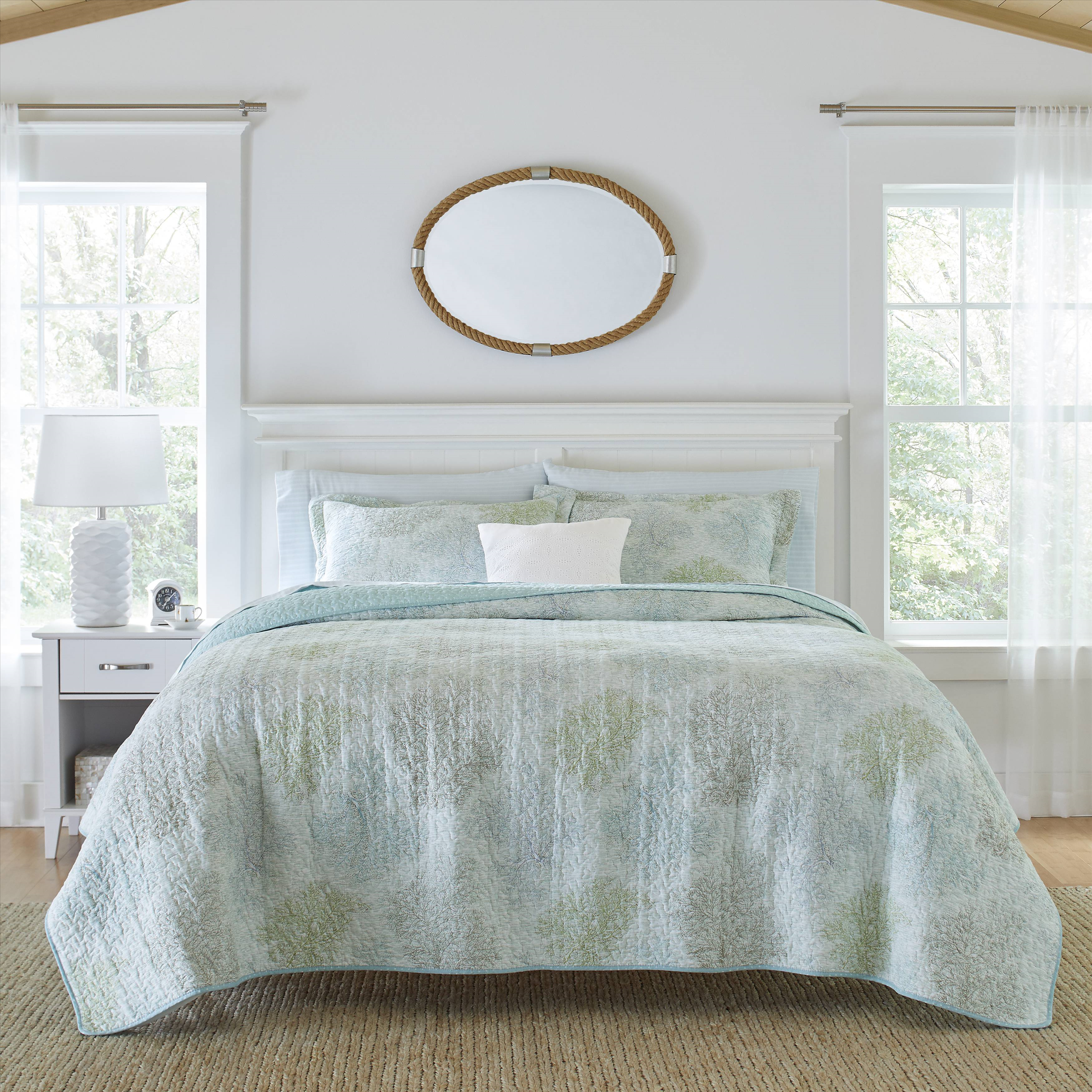 Laura Ashley Saltwater Ensemble de courtepointe en coton