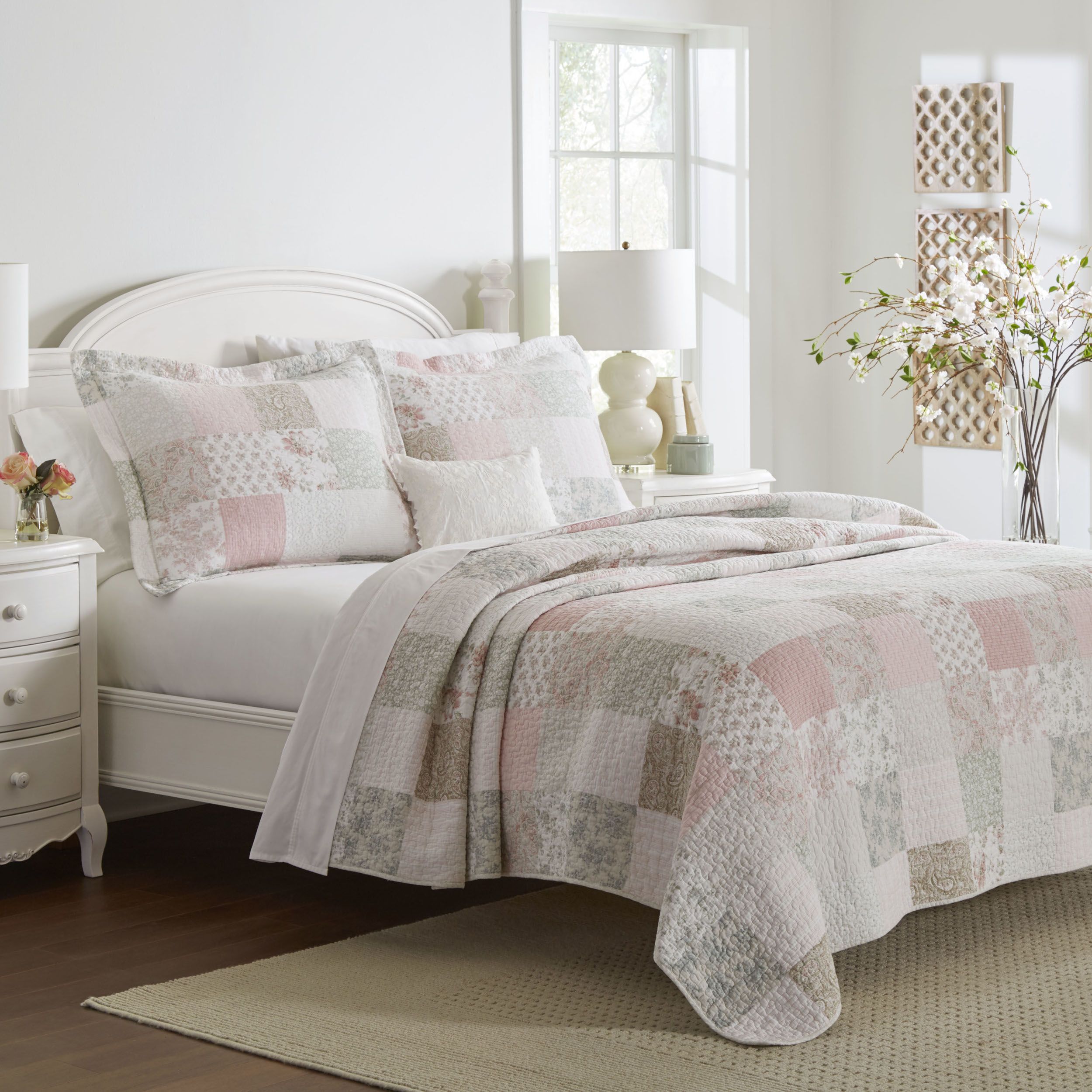 Laura Ashley Celina Patchwork Ensemble de courtepointe en coton