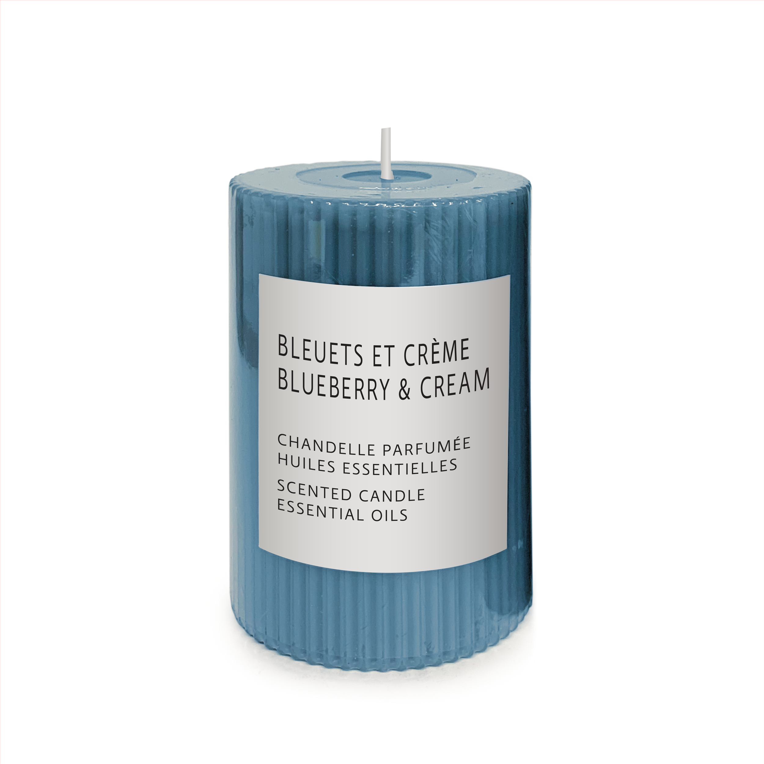 Pillar Candle 4" Blue - Cream and Blueberry