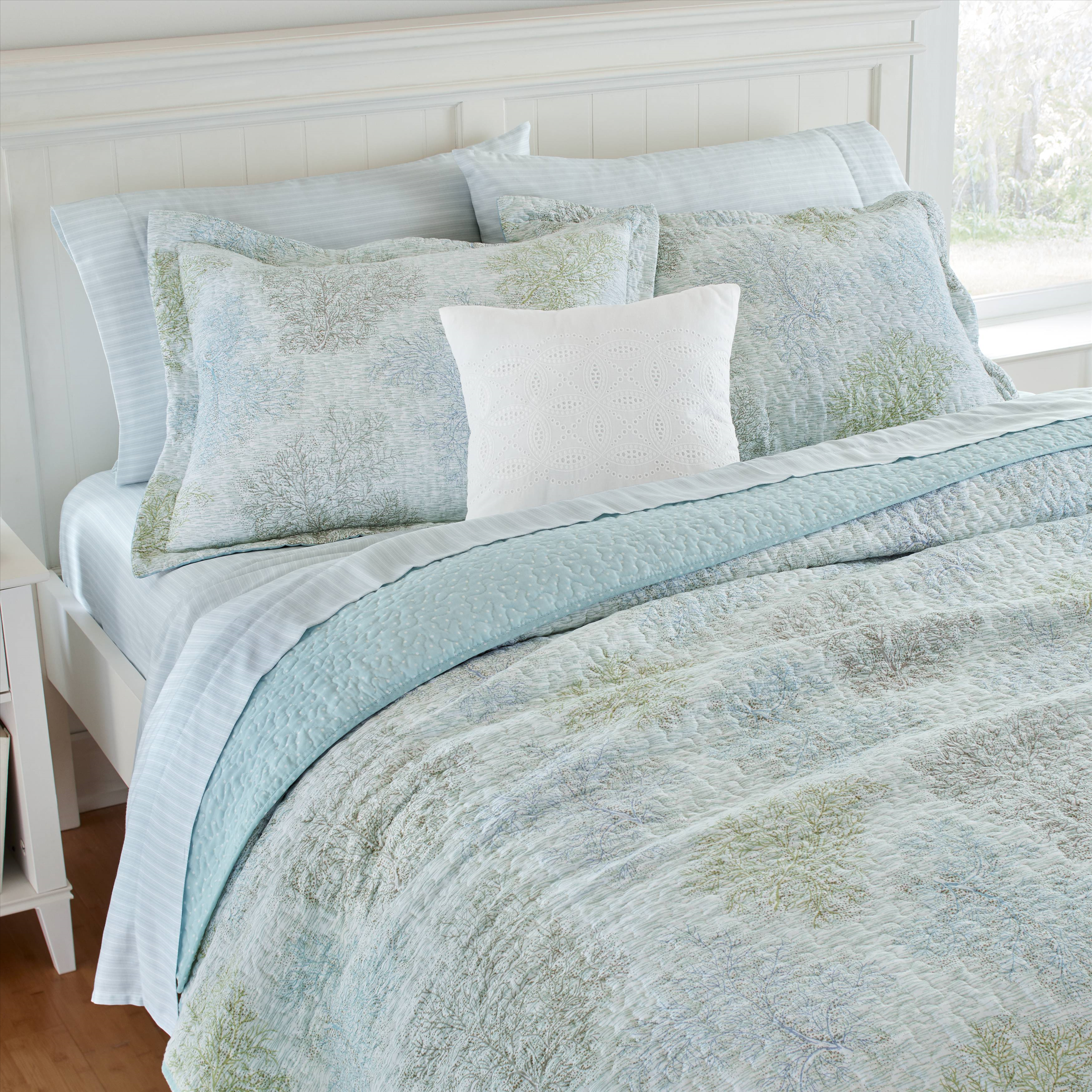 Laura Ashley Saltwater Ensemble de courtepointe en coton