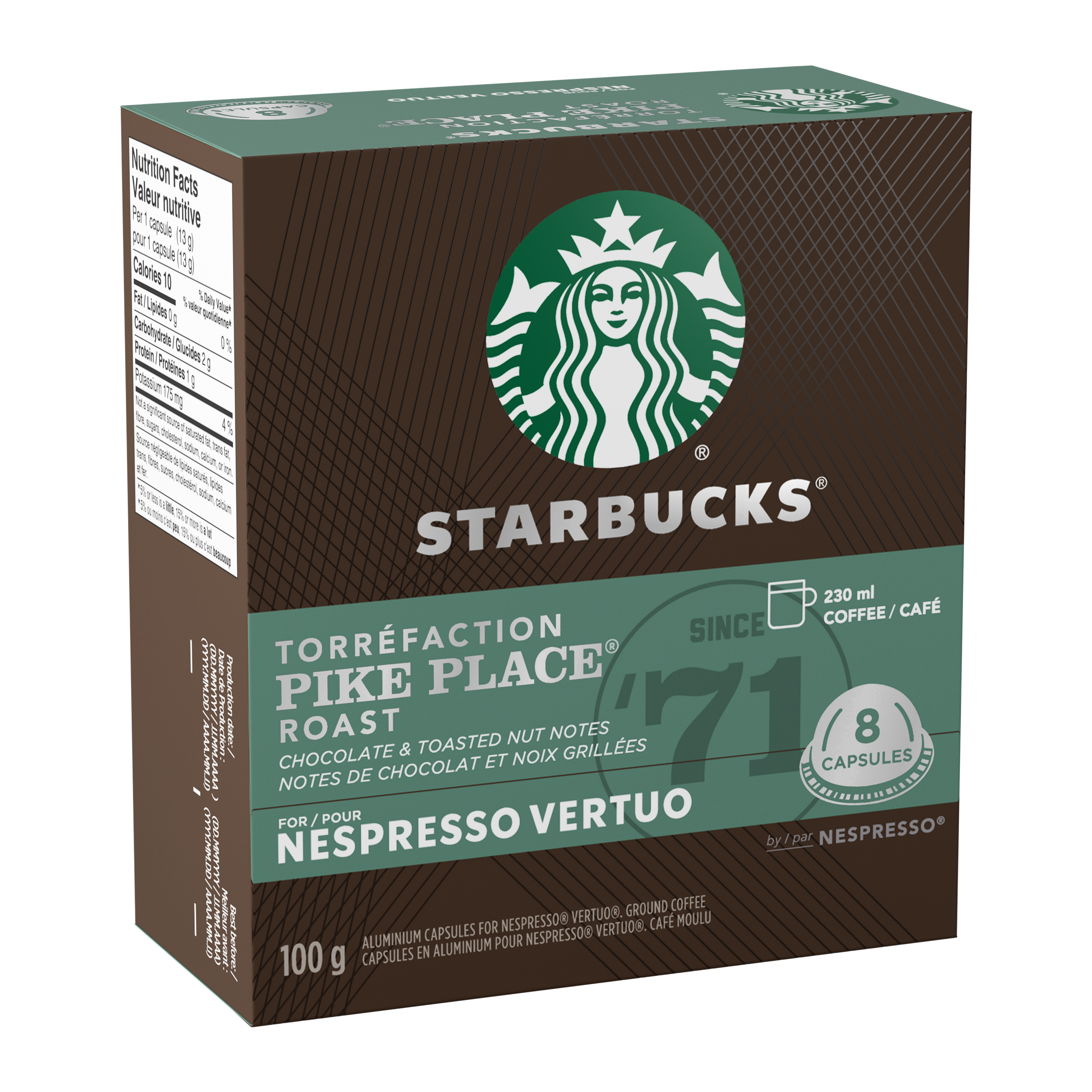 Capsules Starbucks® torréfaction Pike Place® pour Nespresso