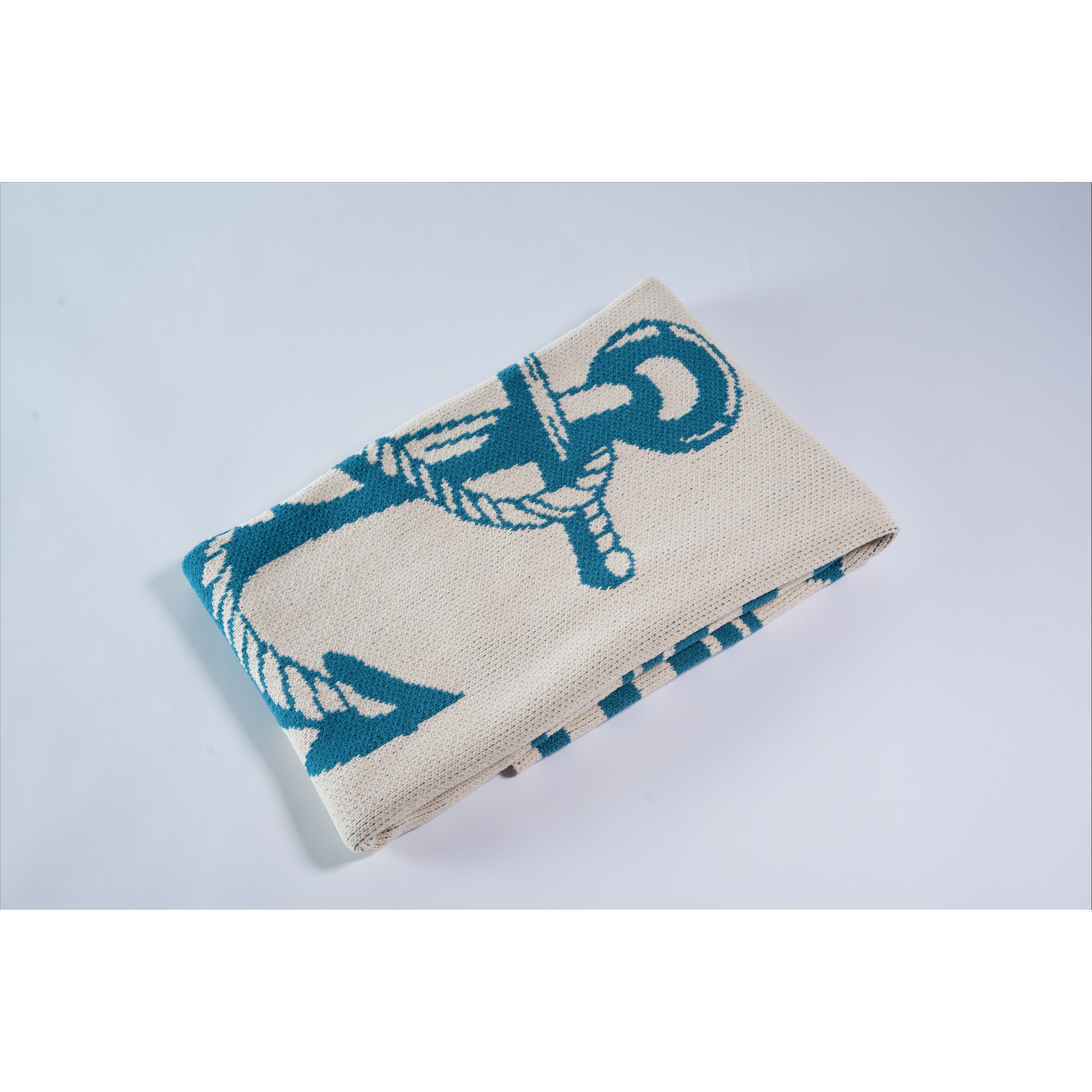 Jeté à motif d'ancre - Bleu