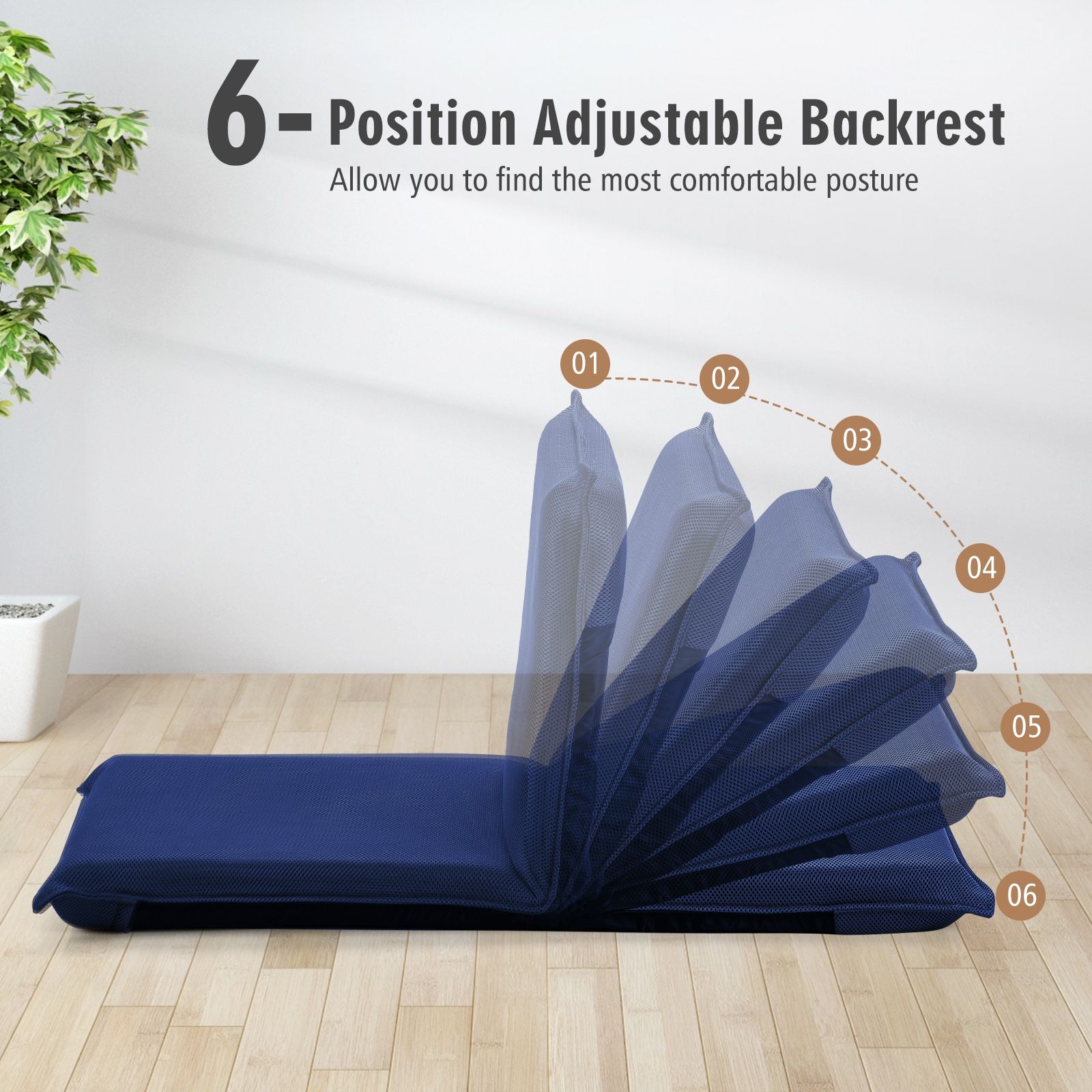 Adjustable 6 Positions Folding Lazy Man Sofa Chair Floor