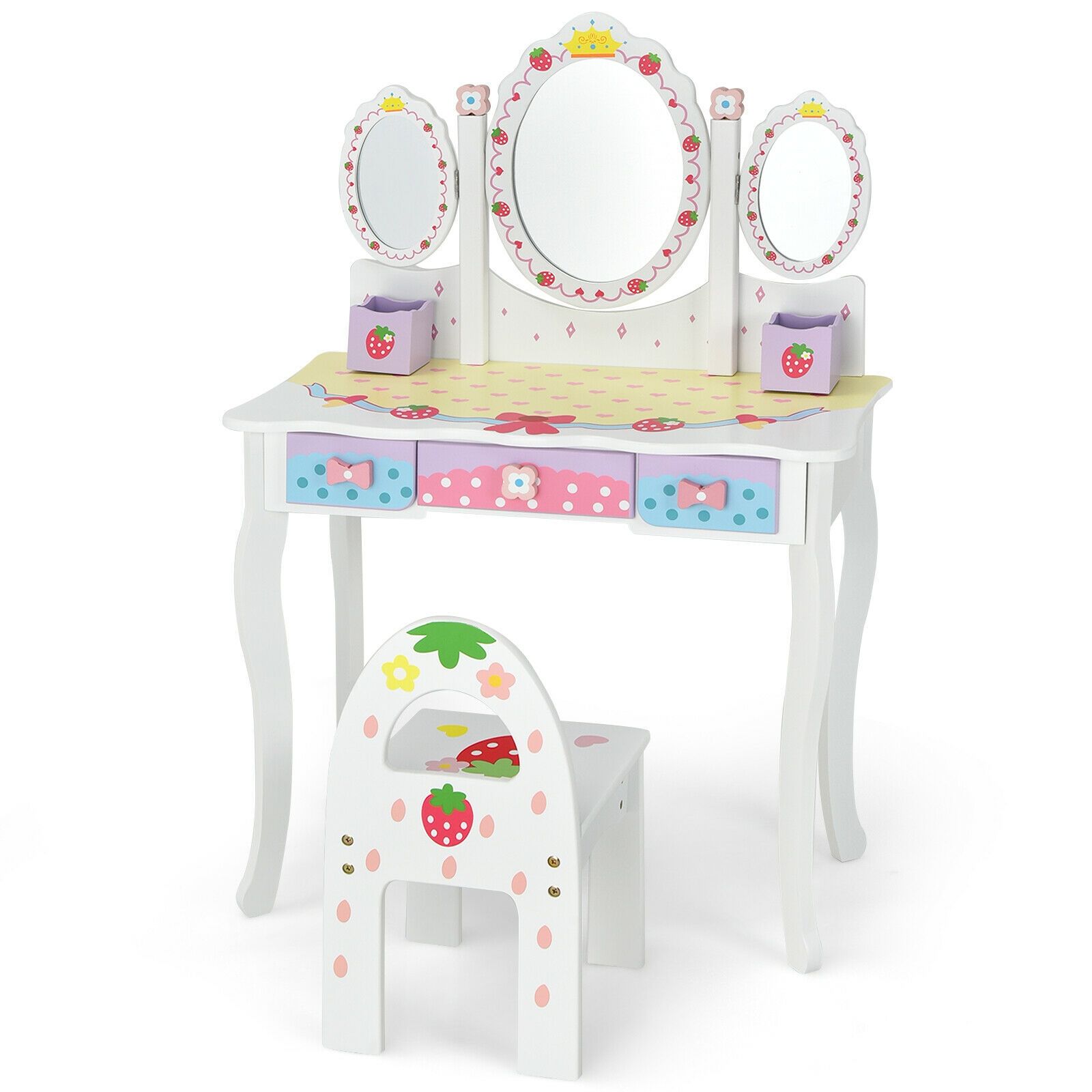 Ensemble coiffeuse pour enfants « Princesse », miroir à trois volets - Blanc