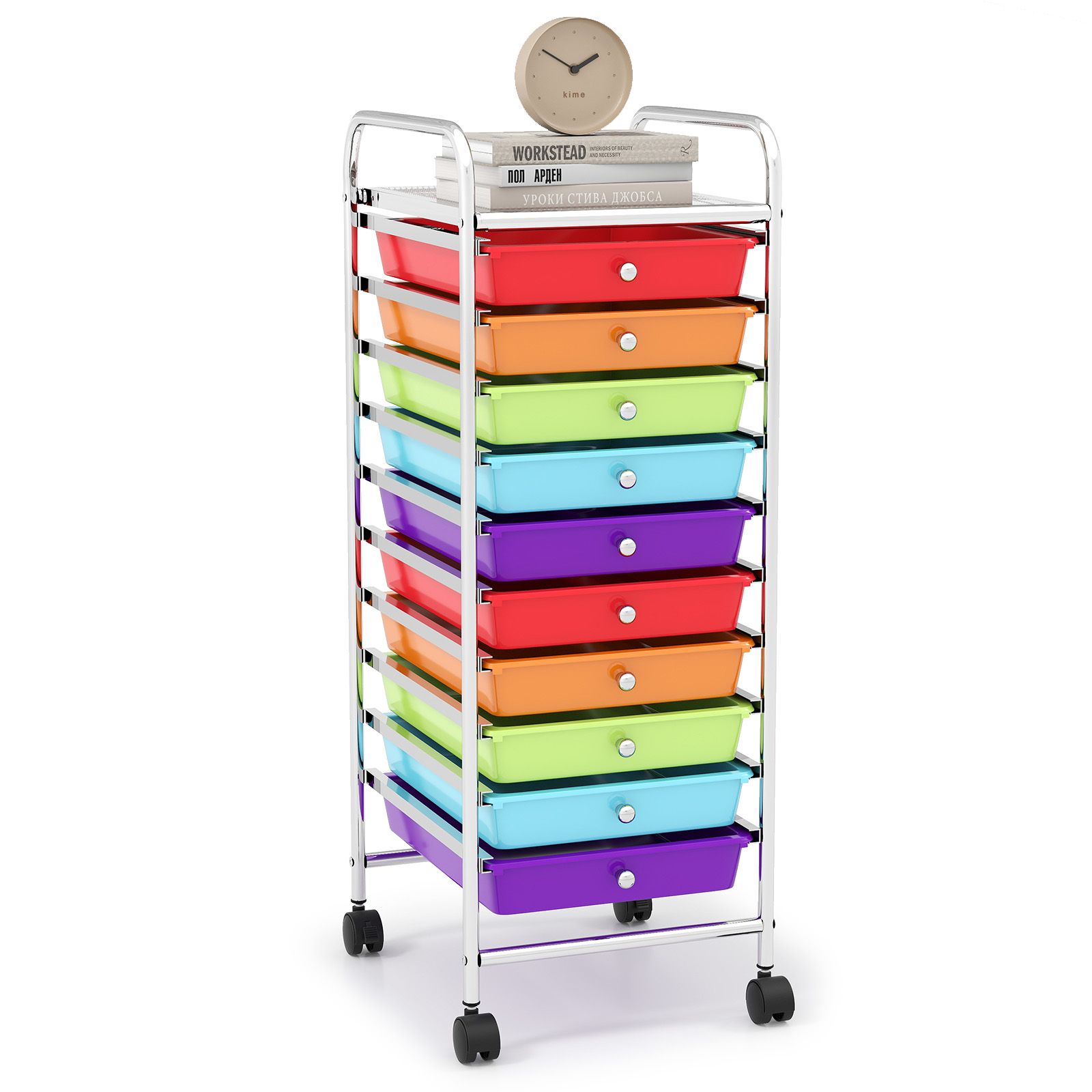 10 Drawer Rolling Storage Cart Organizer, 4 Universal Casters