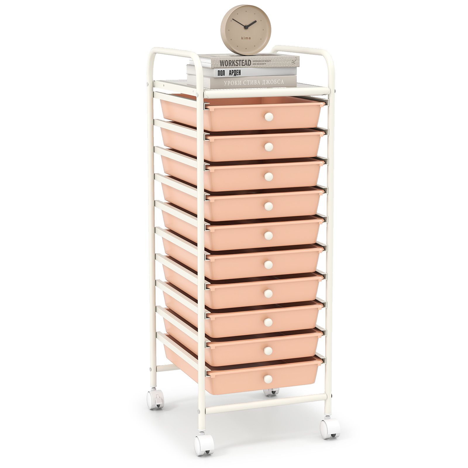 10 Drawer Rolling Storage Cart Organizer, 4 Universal Casters