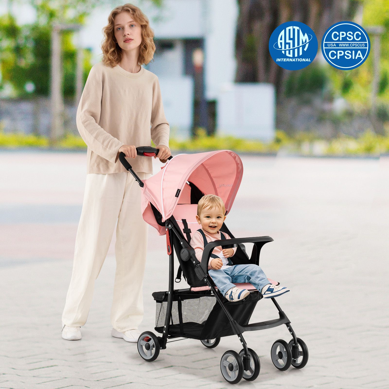 Toddler Travel Stroller for Airplane, Canopy and Adjustable Backrest