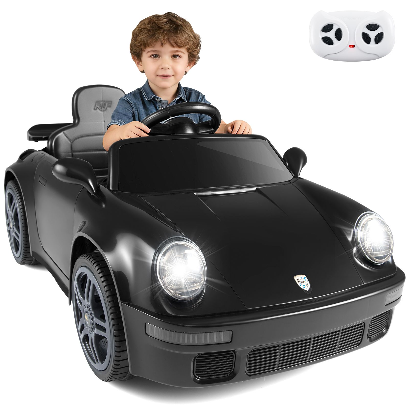 12V Electric Ride On Car Licensed RUF?CTR, Remote Control and Music - Black